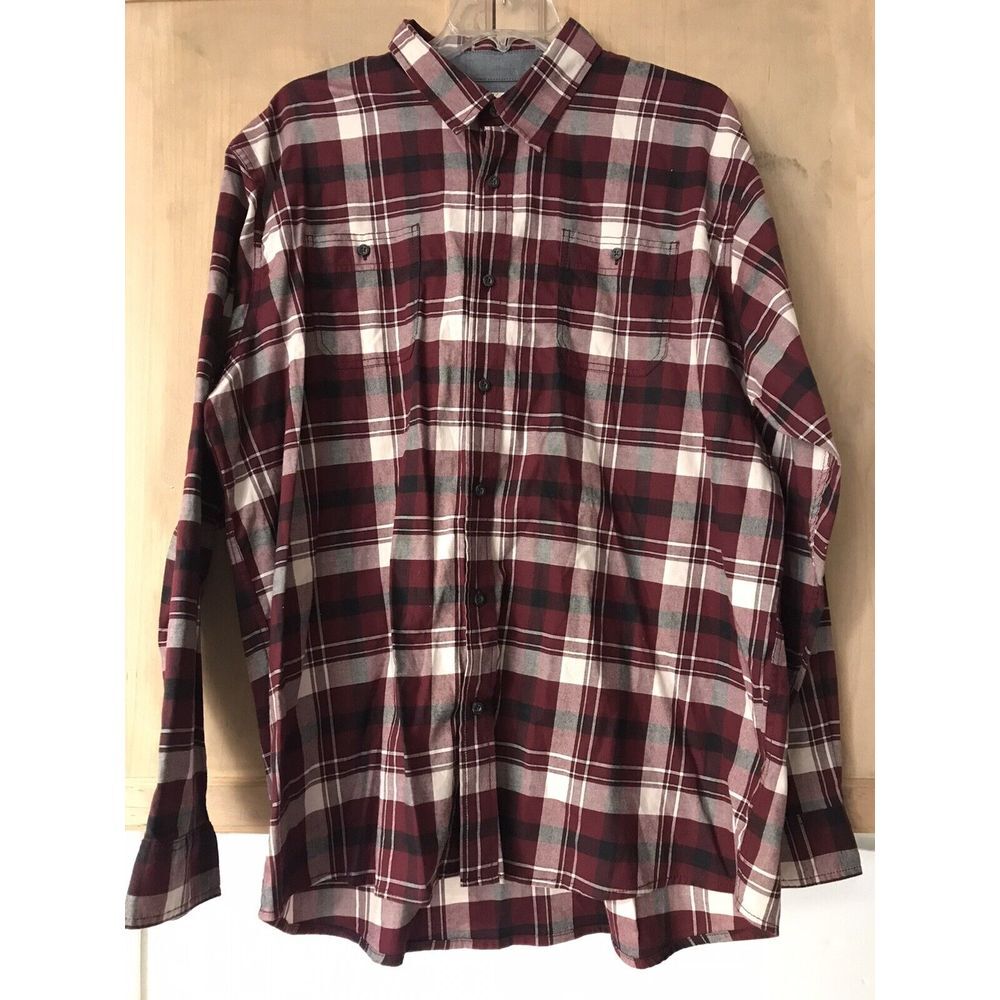 Wrangler LS Button Up 2XT Burgundy/Gray Plaid